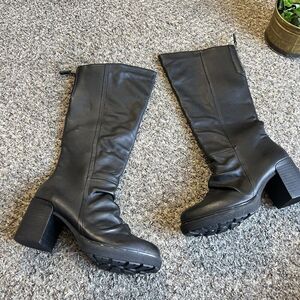 OTBT Boots Gambol Platform Tall Leather Goth Moto Punk Knee High Block Heel 8.5